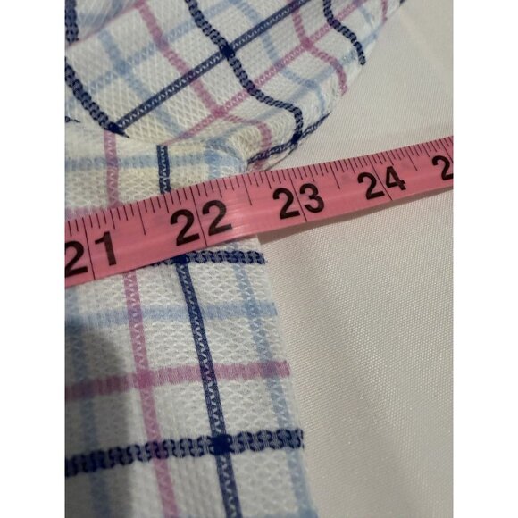 Scappino Italy Men's Dress Shirt Size 16.5 G White Blue Pink Windowpane Plaid - Picture 5 of 6